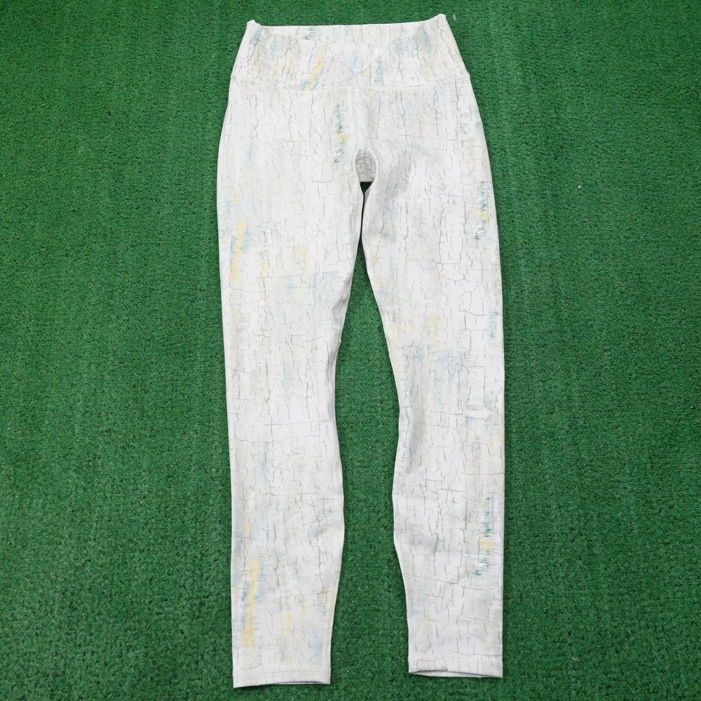 New! Fabletics Leggings Womens M White High-Waisted Printed PowerHold Ankle Yoga